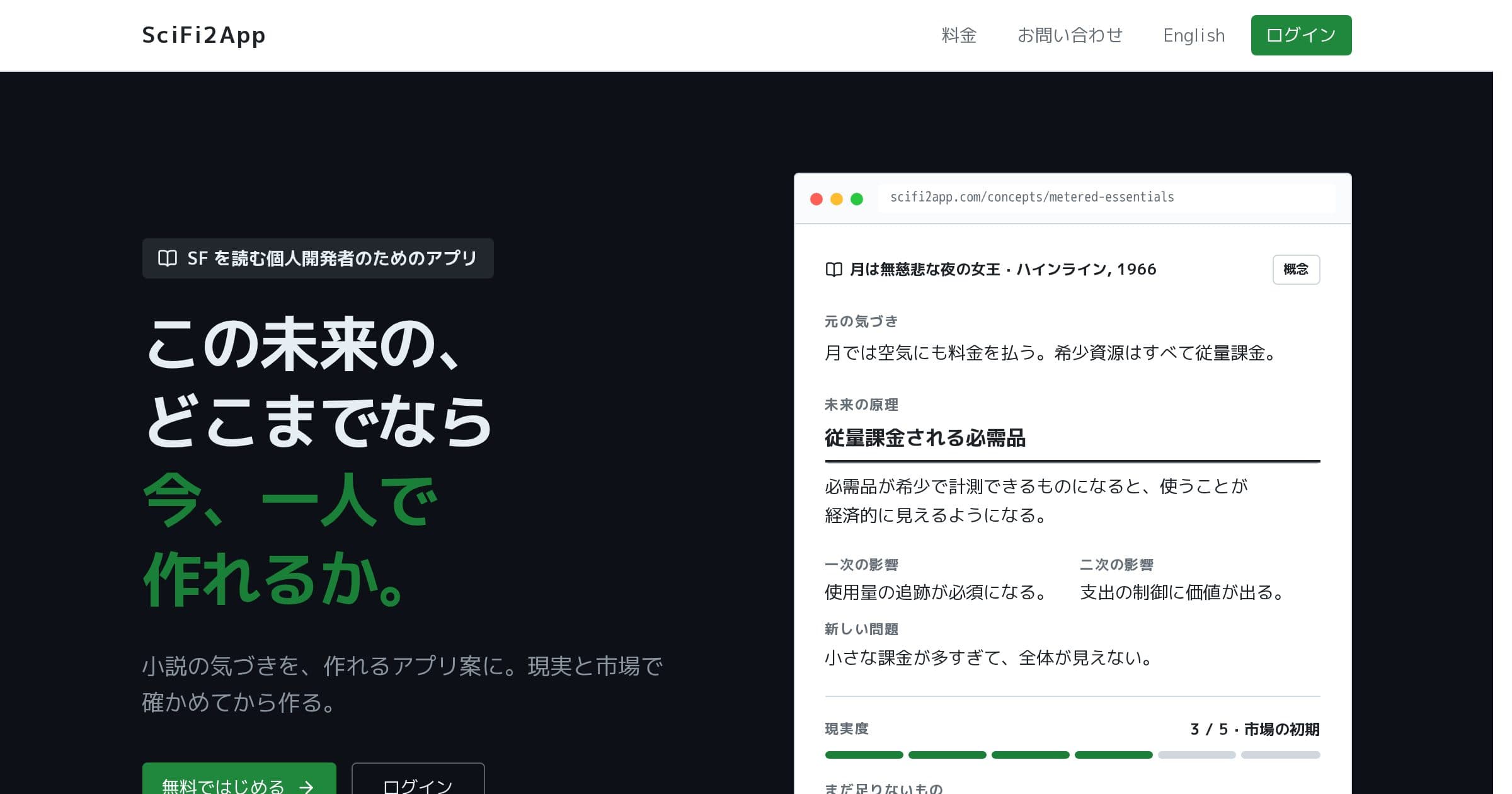 SciFi2Appの画面